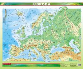 Європа.Фізична карта М 1:12 000 000  (картон,ламінована)  (62*92)